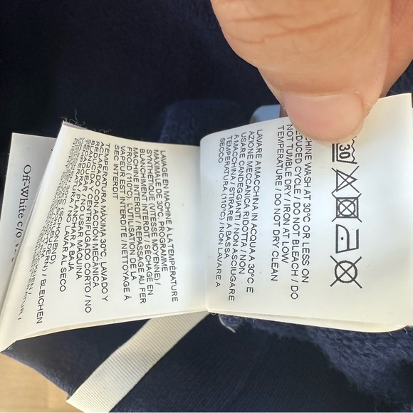 Off-White Arrows Diagonal Hoodie Navy Blue 2021 Virgil Abloh Size XL Rare - Picture 5 of 6